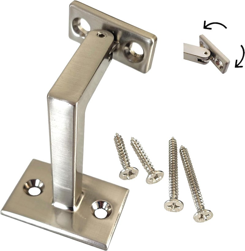 Langdoly 3-3/8" High Swivel Handrail Brackets for Staircase Stair Railing Heavy Duty Black Brackets with Screws (Pack of 1) (Satin Nickle) - Image 1
